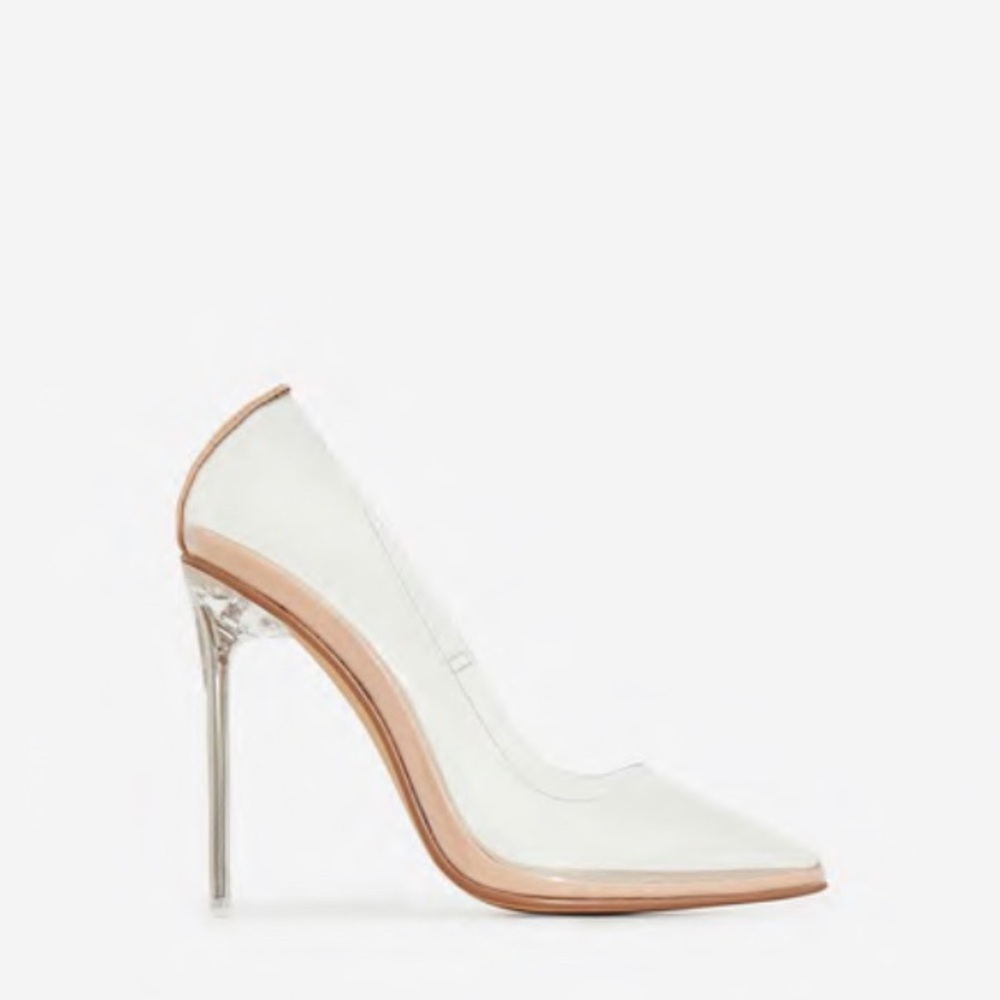 Perspex Clear Heels In Nude Patent